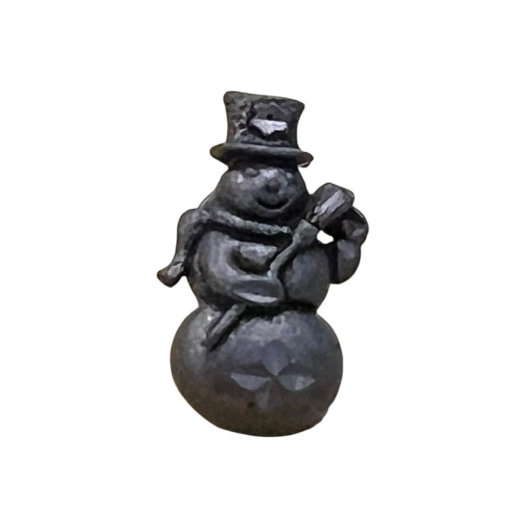 Pewter Snowman with Broom Silver Metal‎ Color Tie Hat Lapel Pin Signed DM 99 VTG